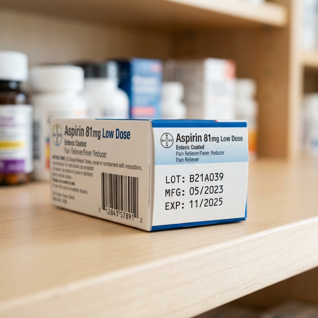 Close up photo of a product label highlighting the EXP abbreviation