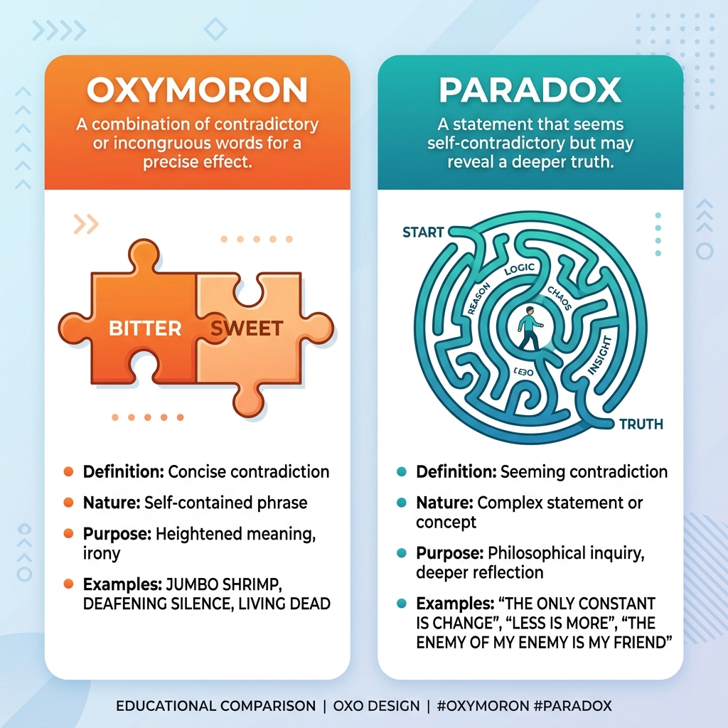 Jaký je rozdíl mezi paradoxem a oxymóronem